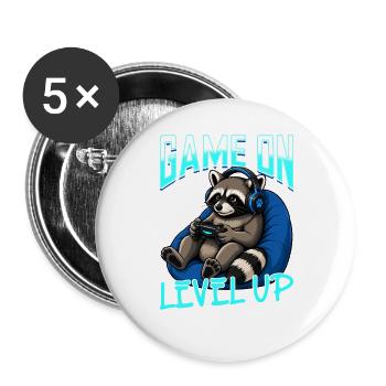 Gamer Gaming Raccoon Video Game - Buttons large 2.2''/56 mm (5-pack) - white - Front