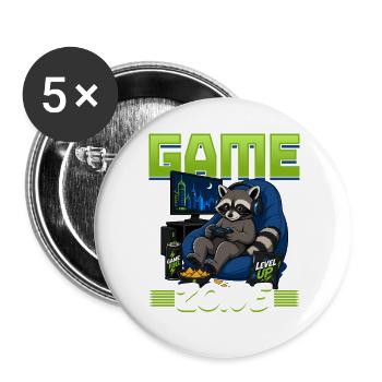 Gamer Gaming Raccoon Video Game - Buttons groß 56 mm (5er Pack) - Weiß - Vorne