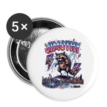 JIMOTHY Waschbär Retro - Buttons groß 56 mm (5er Pack) - Weiß - Vorne