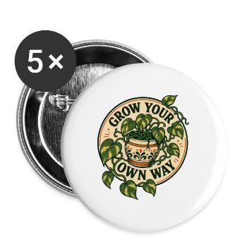 Grow Your Own Way – Pothos Pflanzen Spruch - Buttons groß 56 mm (5er Pack) - Weiß - Vorne