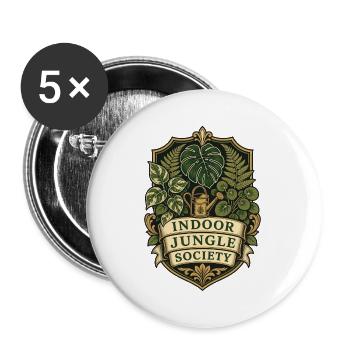 Indoor Jungle Society – Zimmerpflanzen Club - Buttons groß 56 mm (5er Pack) - Weiß - Vorne
