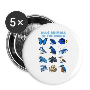  Blaue Tiere Der Welt Tierreich-tafel - Buttons groß 56 mm (5er Pack) - Weiß - Vorne