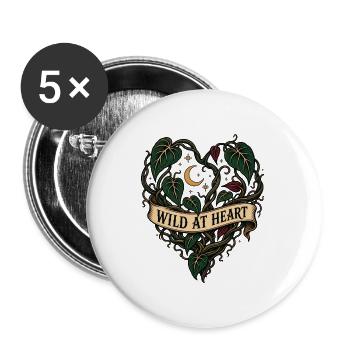 Wild at Heart – Philodendron Pflanzenherz - Buttons groß 56 mm (5er Pack) - Weiß - Vorne