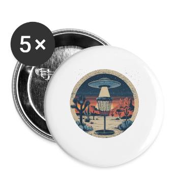 Disc Golf Putter UFO Basket Retro Vintage Desert After - Buttons large 2.2''/56 mm (5-pack) - white - Front