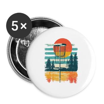 Basket And Chains Disc Golf Starter Sets - Buttons groß 56 mm (5er Pack) - Weiß - Vorne