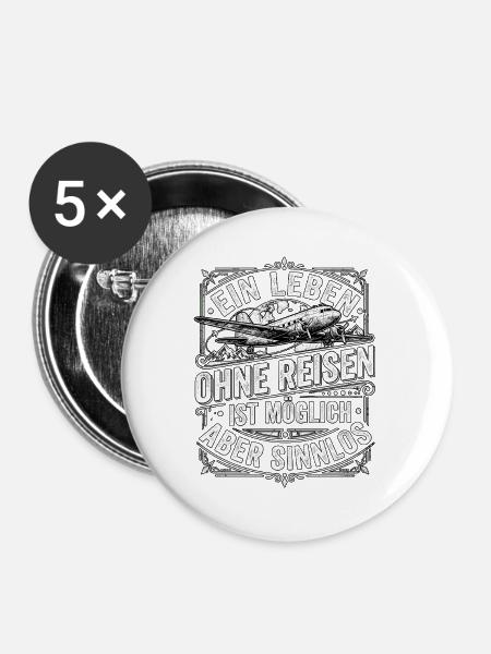Reisen Liebhaber - Buttons groß 56 mm (5er Pack) - Weiß