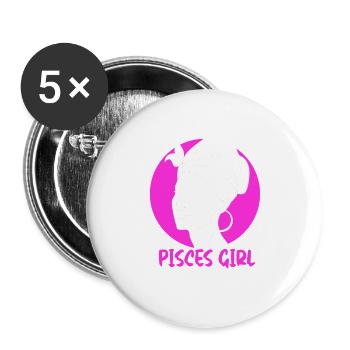 Sternzeichen Fische - Buttons groß 56 mm (5er Pack) - Weiß - Vorne