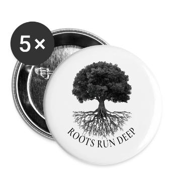 Roots Run Deep – Baum mit Wurzeln - Buttons groß 56 mm (5er Pack) - Weiß - Vorne