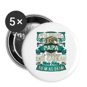 Vintage-Vatertags-Humorgeschenk zum Vater - Buttons groß 56 mm (5er Pack) - Weiß - Vorne