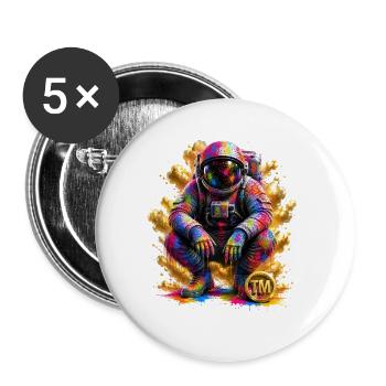Farbenfrohe Weltraumastronautin - Buttons groß 56 mm (5er Pack) - Weiß - Vorne