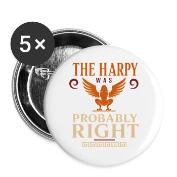 Harpie Mythologie grecque Monstre fantastique - Lot de 5 grands badges (56 mm) - blanc - Devant