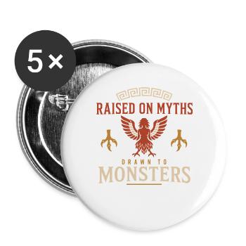 Harpie Mythologie grecque Monstre fantastique - Lot de 5 grands badges (56 mm) - blanc - Devant