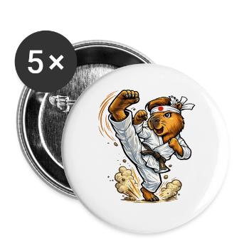 Süßes Capybara macht Karate - Buttons groß 56 mm (5er Pack) - Weiß - Vorne