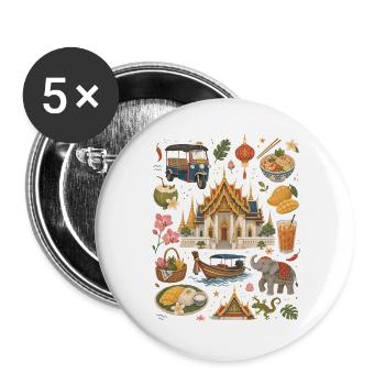 Thailand | Temples, street food & wanderlust - Buttons large 2.2''/56 mm (5-pack) - white - Front