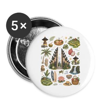 Bali | Tempel, Tropen & Fernweh - Buttons groß 56 mm (5er Pack) - Weiß - Vorne
