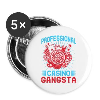 Gambling Fan Professional Casino Gangsta Casino - Buttons groß 56 mm (5er Pack) - Weiß - Vorne