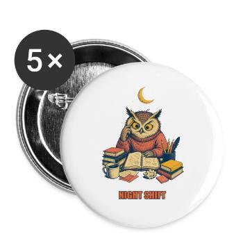 Night Shift | Nachtschicht - Buttons groß 56 mm (5er Pack) - Weiß - Vorne