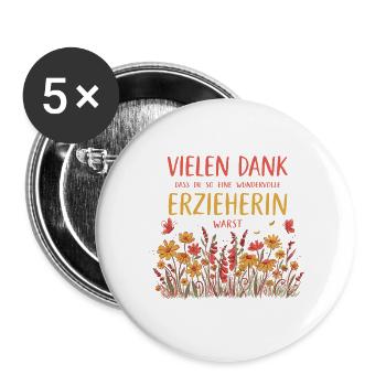 Beste Erzieherin Danke Abschied Kindergarten - Buttons groß 56 mm (5er Pack) - Weiß - Vorne