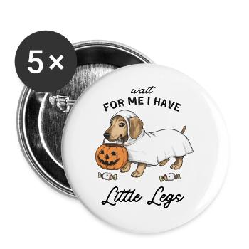 Dachshund Ghost Halloween Trick or Treat - Buttons large 2.2''/56 mm (5-pack) - white - Front