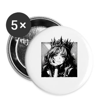 Königin der Schatten Manga Porträt - Buttons groß 56 mm (5er Pack) - Weiß - Vorne