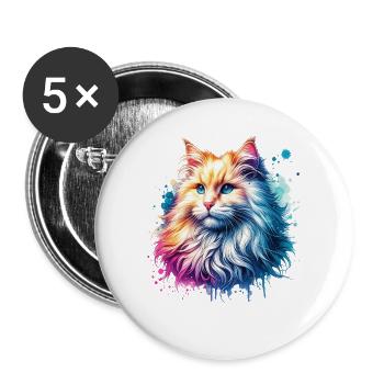 Motif du chat angora turc - Lot de 5 grands badges (56 mm) - blanc - Devant