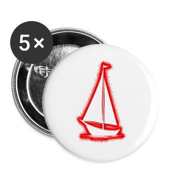 Segelboot Segel Segelschiff Herren Jungen Segeln - Buttons groß 56 mm (5er Pack) - Weiß - Vorne