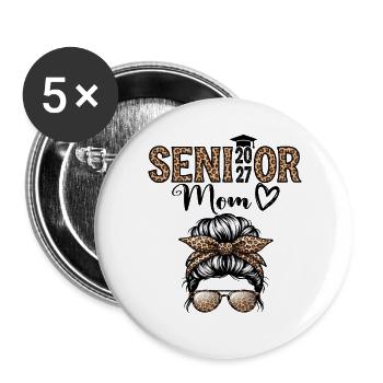 Mom Senior 2027 Proud Mom of A Class of 2027 - Buttons large 2.2''/56 mm (5-pack) - white - Front