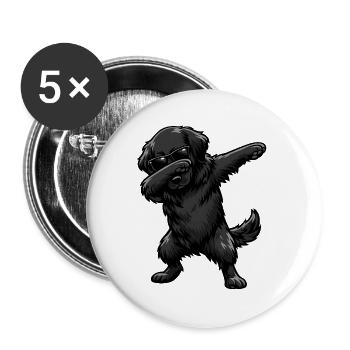 Dabbing Flat Coated Retriever - Buttons large 2.2''/56 mm (5-pack) - white - Front
