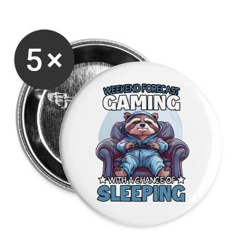 Raccoon gamers in sleep mode - Buttons large 2.2''/56 mm (5-pack) - white - Front