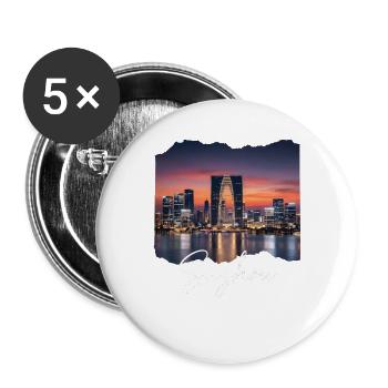 Suzhou Skyline Sunset Script - Buttons large 2.2''/56 mm (5-pack) - white - Front
