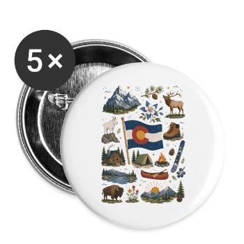 Colorado | Rockies, Outdoor & Freedom - Buttons large 2.2''/56 mm (5-pack) - white - Front