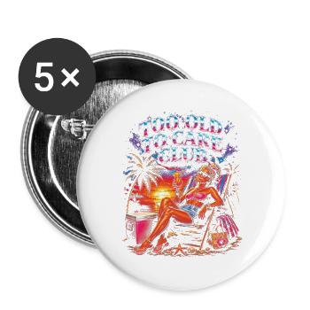 Too Old To Care Club Grandma Vacation - Buttons large 2.2''/56 mm (5-pack) - white - Front