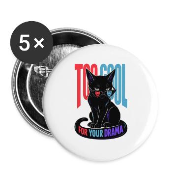 Cool cat - Buttons large 2.2''/56 mm (5-pack) - white - Front