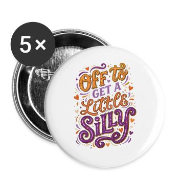 Off To Get A Little Silly - Buttons large 2.2''/56 mm (5-pack) - white - Front