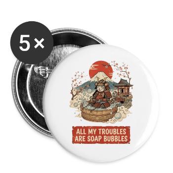 All My Troubles Are Soap Bubbles - Buttons large 2.2''/56 mm (5-pack) - white - Front