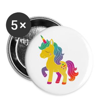 Rainbow Unicorn Cartoon Design - Buttons large 2.2''/56 mm (5-pack) - white - Front