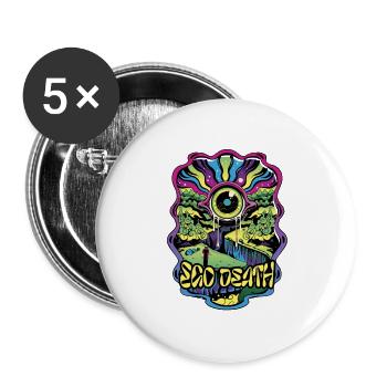 Ego Tod Psytrance – Rave-Outfit Psy Trance Goa - Buttons groß 56 mm (5er Pack) - Weiß - Vorne