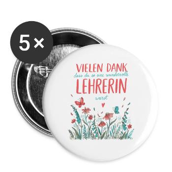 Beste Lehrerin Abschied Jobwechsel Rente - Buttons groß 56 mm (5er Pack) - Weiß - Vorne