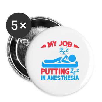 Anesthesiologist My Job Anesthesia - Buttons large 2.2''/56 mm (5-pack) - white - Front