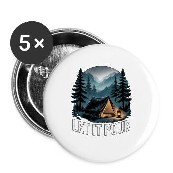 Let It Pour Camping - Buttons large 2.2''/56 mm (5-pack) - white - Front