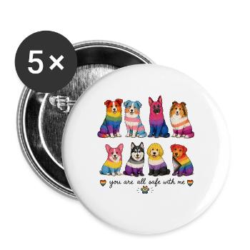 Pride Herding Dogs | You Are All Safe With Me - Buttons large 2.2''/56 mm (5-pack) - white - Front