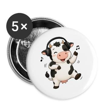Cow dancing to music farmer farm - Buttons large 2.2''/56 mm (5-pack) - white - Front