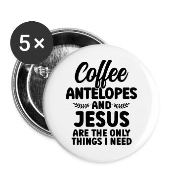 Antelope Christian Humor Coffee - Buttons large 2.2''/56 mm (5-pack) - white - Front