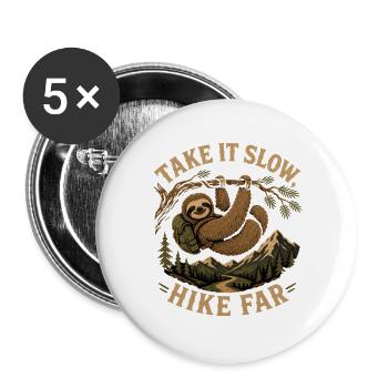 Take It Slow Hike Far Sloth - Buttons large 2.2''/56 mm (5-pack) - white - Front