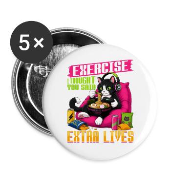 Gamer Gaming Cat Ramen Video Game - Buttons large 2.2''/56 mm (5-pack) - white - Front