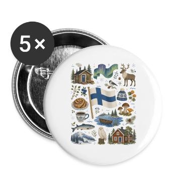 Finland | Lakes, sauna & northern lights - Buttons large 2.2''/56 mm (5-pack) - white - Front
