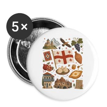 Georgia | Caucasus, Enjoyment & Home - Buttons large 2.2''/56 mm (5-pack) - white - Front