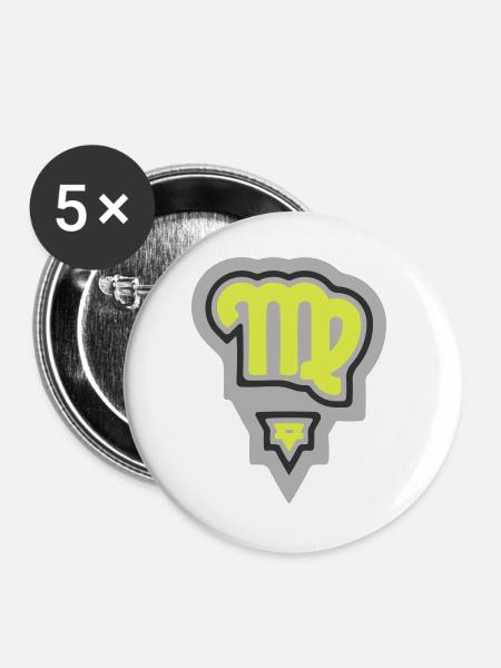 Tierkreis, Stammes-Virgo und Erde - Buttons groß 56 mm (5er Pack) - Weiß