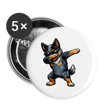 Dabbing Australian Cattle Dog - Buttons large 2.2''/56 mm (5-pack) - white - Front