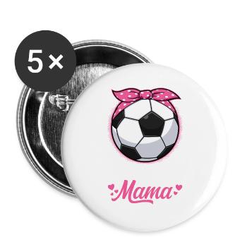 Fußball Mama Mutter Fußballfieber Fußballverein - Buttons groß 56 mm (5er Pack) - Weiß - Vorne
